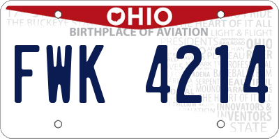 OH license plate FWK4214