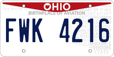 OH license plate FWK4216