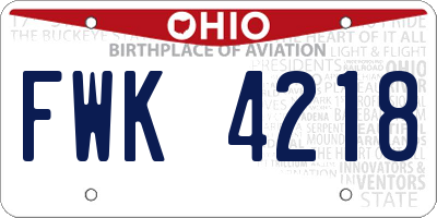 OH license plate FWK4218