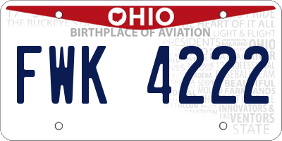 OH license plate FWK4222