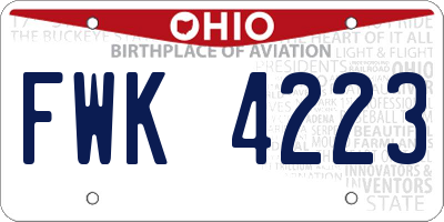 OH license plate FWK4223