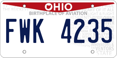 OH license plate FWK4235