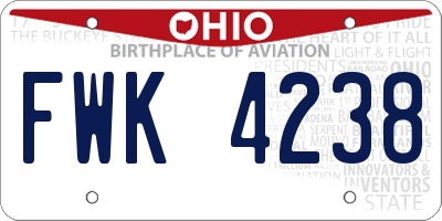 OH license plate FWK4238