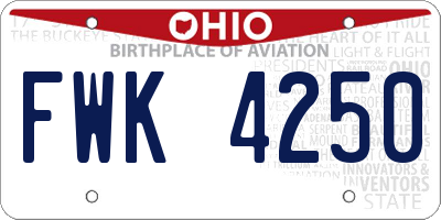 OH license plate FWK4250