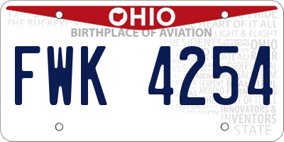 OH license plate FWK4254