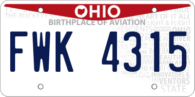 OH license plate FWK4315
