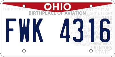 OH license plate FWK4316
