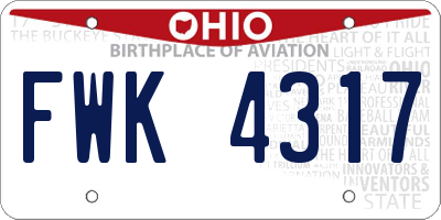 OH license plate FWK4317