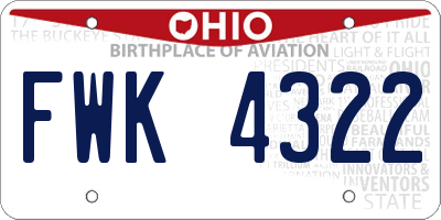 OH license plate FWK4322