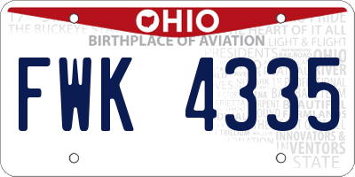 OH license plate FWK4335