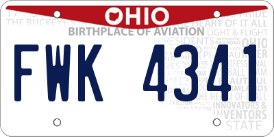 OH license plate FWK4341