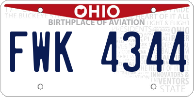 OH license plate FWK4344