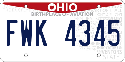OH license plate FWK4345