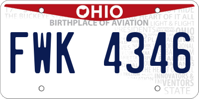 OH license plate FWK4346