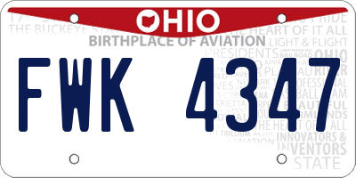 OH license plate FWK4347