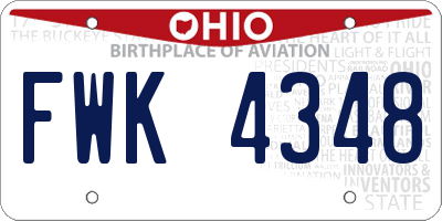 OH license plate FWK4348