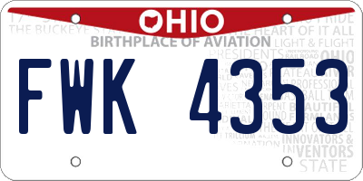 OH license plate FWK4353