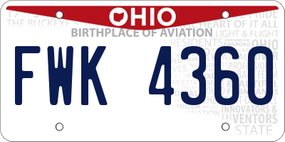 OH license plate FWK4360
