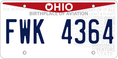 OH license plate FWK4364
