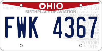 OH license plate FWK4367