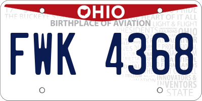 OH license plate FWK4368