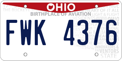 OH license plate FWK4376