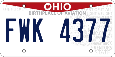 OH license plate FWK4377