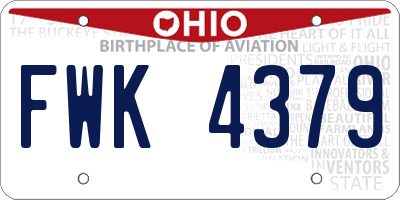 OH license plate FWK4379