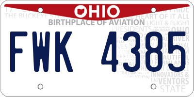 OH license plate FWK4385