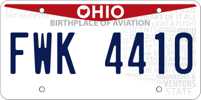 OH license plate FWK4410