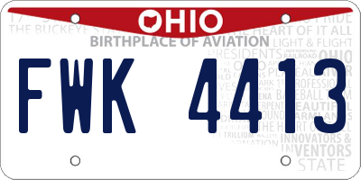 OH license plate FWK4413