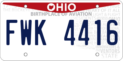 OH license plate FWK4416