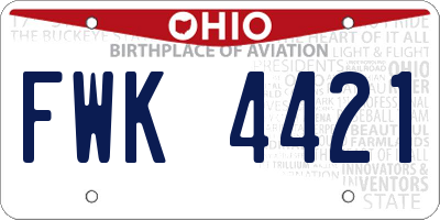 OH license plate FWK4421