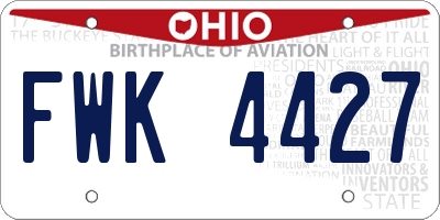 OH license plate FWK4427