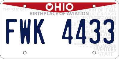 OH license plate FWK4433