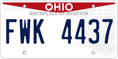 OH license plate FWK4437