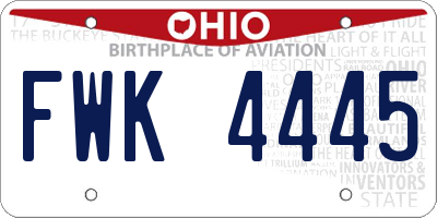 OH license plate FWK4445