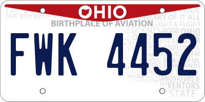 OH license plate FWK4452