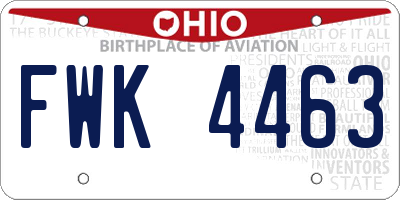 OH license plate FWK4463