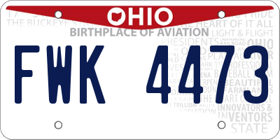 OH license plate FWK4473