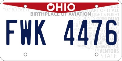 OH license plate FWK4476