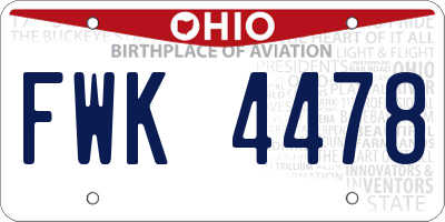 OH license plate FWK4478