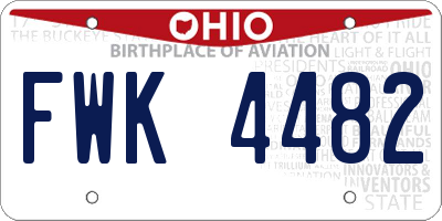 OH license plate FWK4482