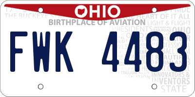 OH license plate FWK4483