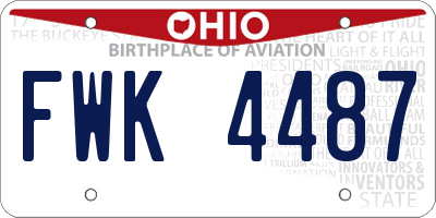 OH license plate FWK4487