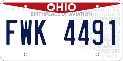 OH license plate FWK4491