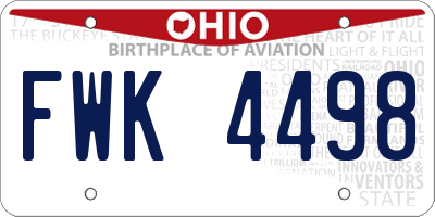 OH license plate FWK4498
