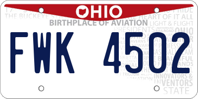 OH license plate FWK4502