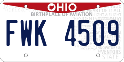 OH license plate FWK4509