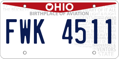OH license plate FWK4511